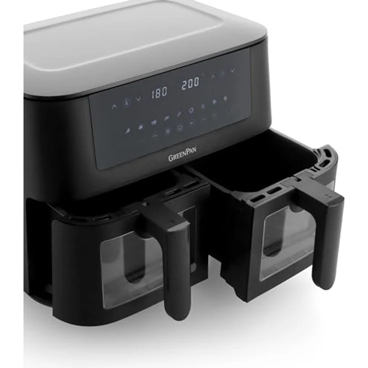GREENPAN Heißluftfritteuse Bistro, Dual Zone Airfryer für gleichzeitiges Garen, schwarz – Bild 6