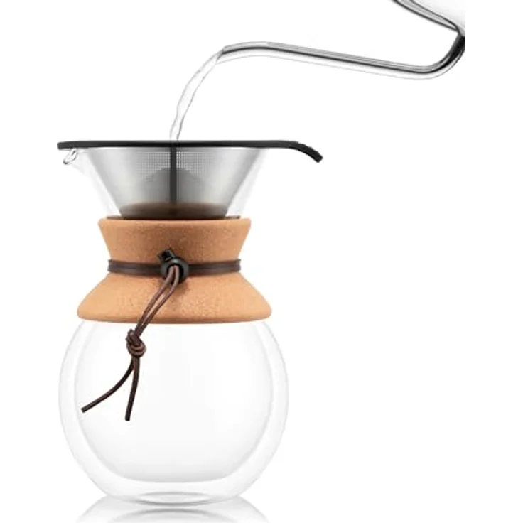 Bodum POUR OVER Doppelwandiger Kaffeebereiter mit Permanent Edelstahl Kaffeefilter, 8 Tassen, 1.0 l kork – Bild 5