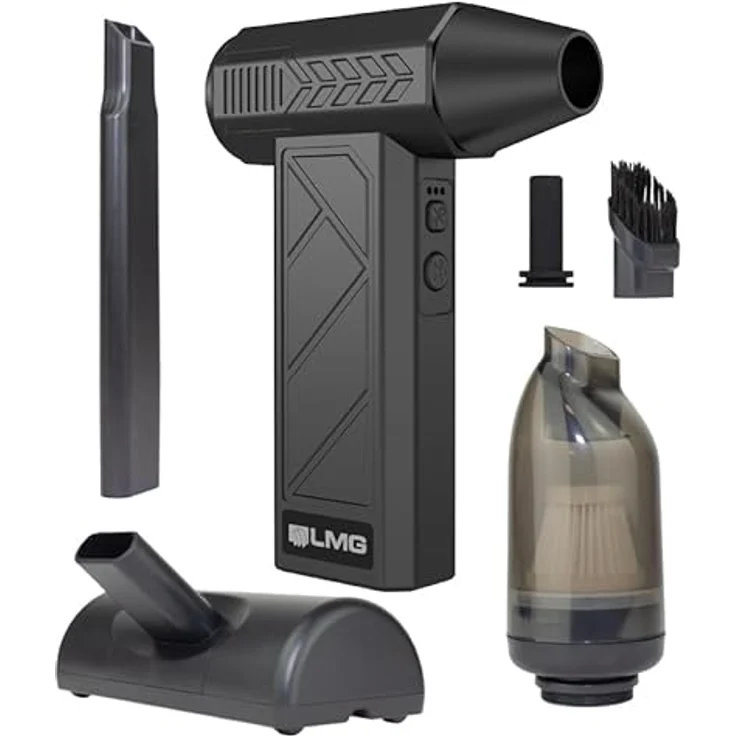 LMG Germany 2-in-1 Akku-Handstaubsauger & Gebläse, 5000 mAh, 60 Min. Laufzeit, 140 W, beutellos, leicht, USB-C, 5 Aufsätze, Schwarz – Bild 1
