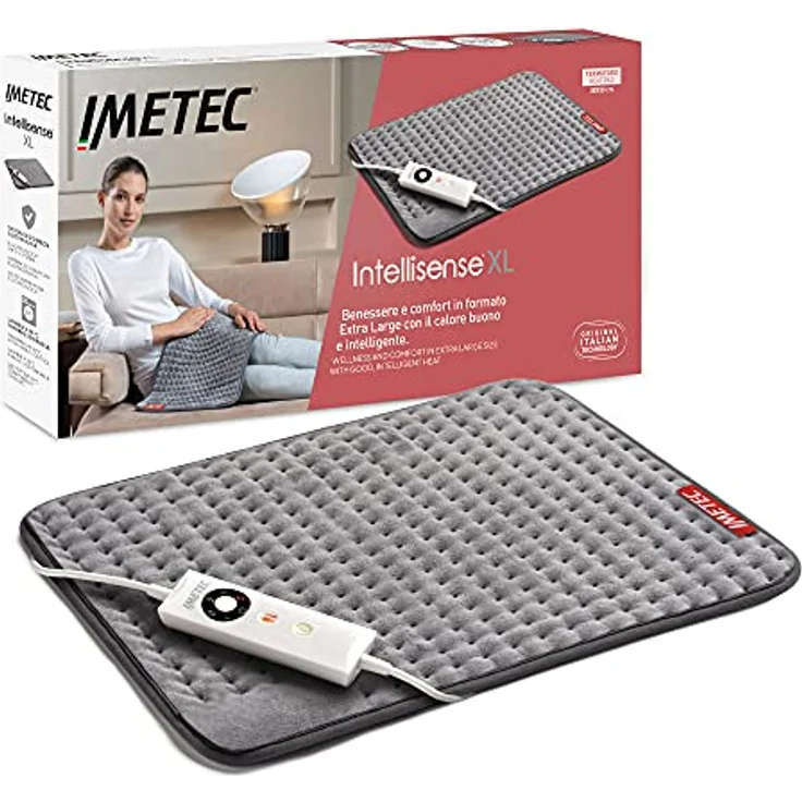 Imetec Intellisense XL, extra-großes Heizkissen für Rücken und Beine, Wärmekissen 38 x 50 cm, Microplüschstoff, 5 Temperaturen, Electro-Block- Sicherheitssystem, schnelles Aufheizen, maschinenwaschbar – Bild 1
