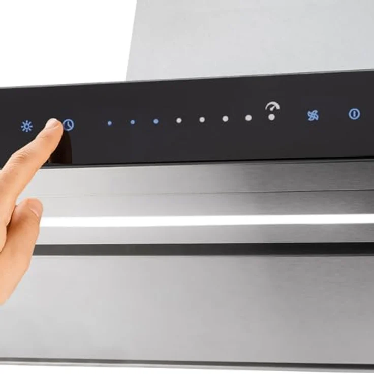 KKT KOLBE FLAT9006ED Dunstabzugshaube 90 cm, Wandhaube, Edelstahl mit schwarzem Glas, WLAN, Nachlaufautomatik, SensorTouch Bedienung, Energieeffizienzklasse A++ – Bild 4