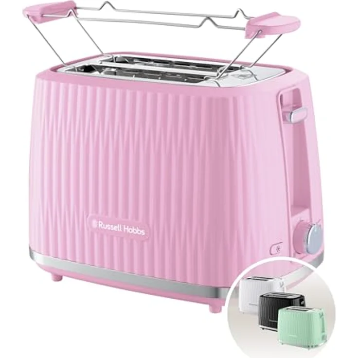 Russell Hobbs Toaster Eden [für 2 Scheiben] (6 Bräunungsstufen, Hebefunktion, Auftau-, Aufwärm- & Stoppfunktion, Krümelschublade, Brötchenaufsatz, Himbeere) 27372-56 – Bild 2