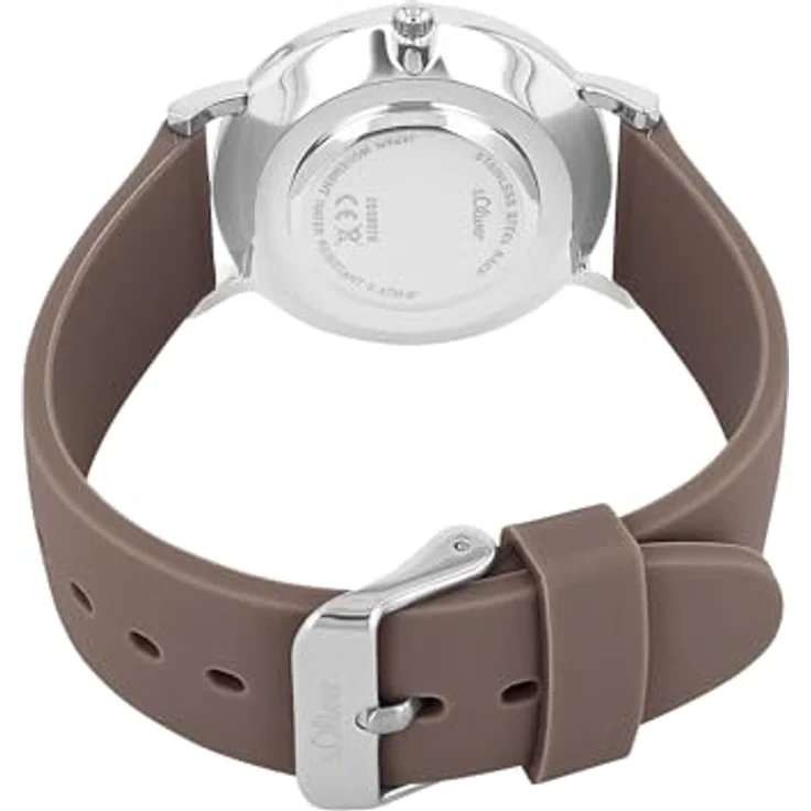 s.Oliver Armbanduhr Damen Quarzuhr Analog mit Silikon Armband in Silber, 3 bar wasserdicht, inkl. Uhren Geschenk Box – Bild 3