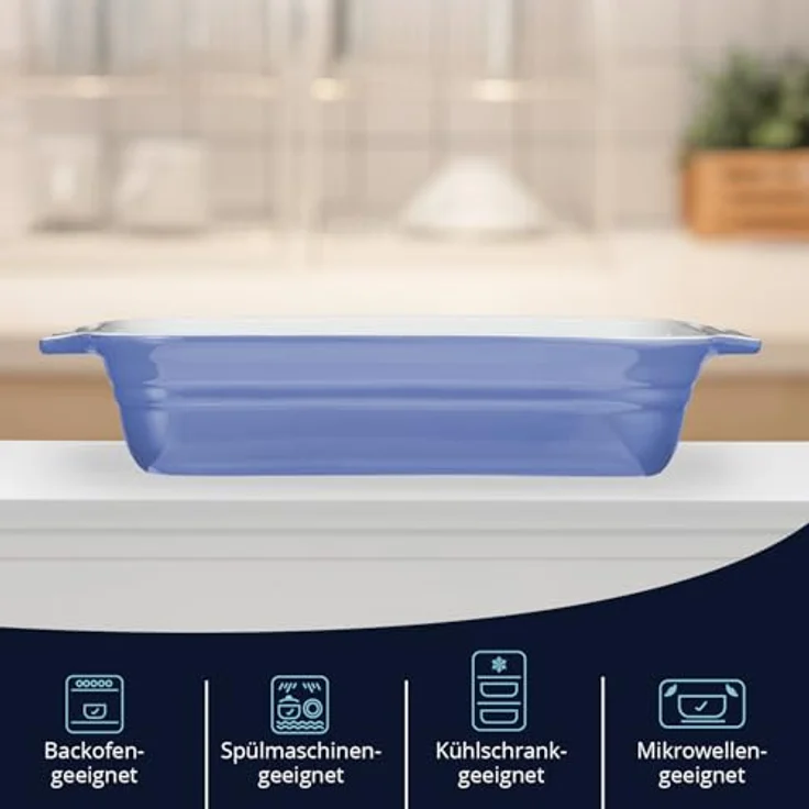 KHG Auflaufform klein 22 cm, 0,5 Liter in Hellblau, kratzfeste Keramik-Ofenform für 1 Person, hitzebeständig & spülmaschinengeeignet – Bild 4