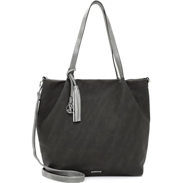 EMILY & NOAH E&N Elke Shopper, grau, Feinsynthetik mit verstellbarem Umhängeriemen und Reißverschluss