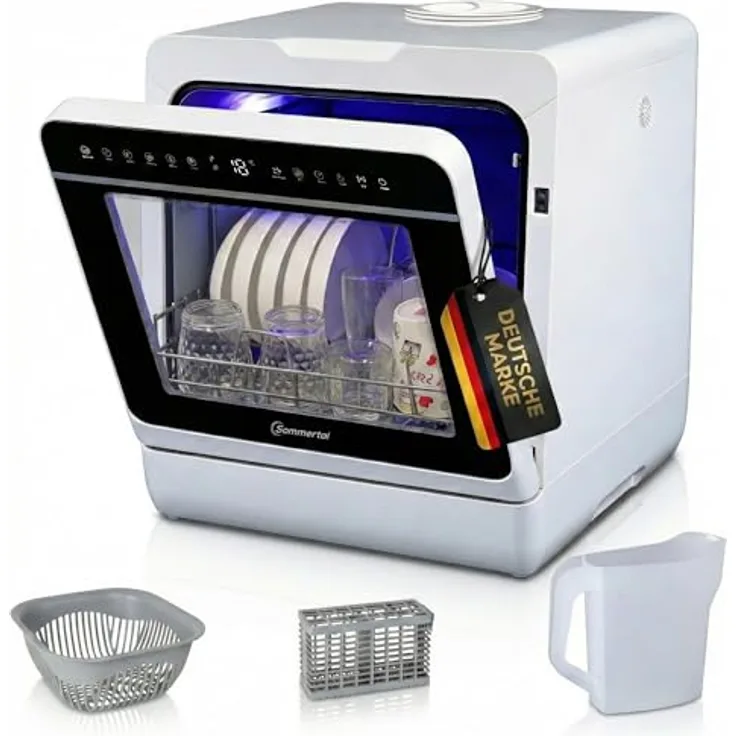 Sommertal SP9 XXL Mini Geschirrspüler, 7 Programme bis 5 Personen, 950 W, 5L Tank, Touch-Bedienung, Selbstreinigung, LED-Innenbeleuchtung