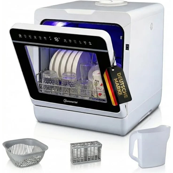 Sommertal SP9 XXL Mini Geschirrspüler, 7 Programme bis 5 Personen, 950 W, 5L Tank, Touch-Bedienung, Selbstreinigung, LED-Innenbeleuchtung – Bild 1