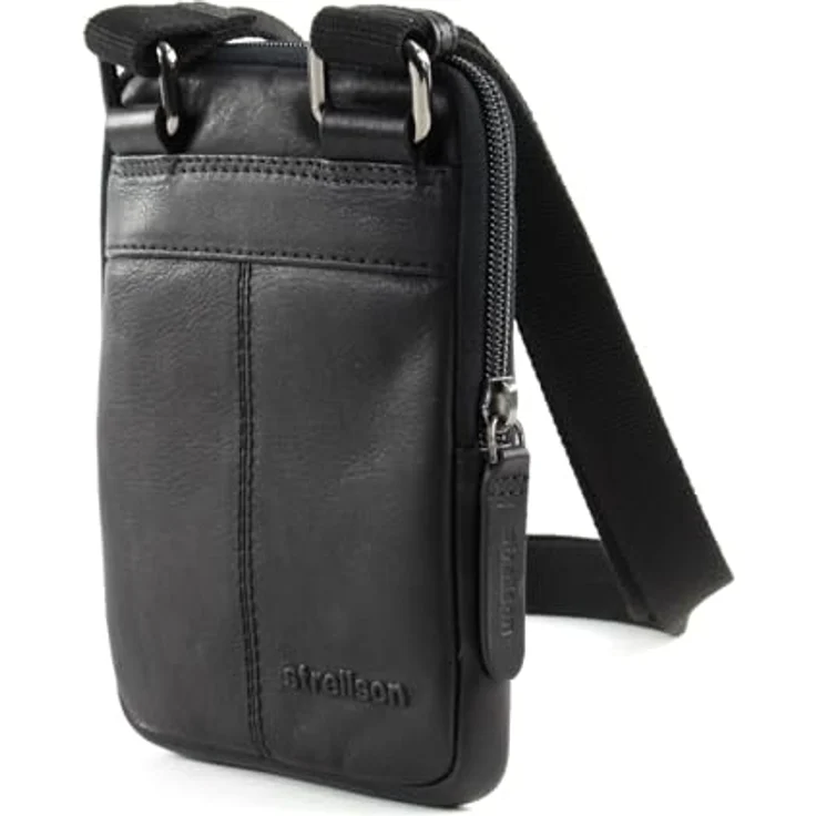 Strellson Hyde Park ShoulderBag XSVZ1, minimale Umhängetasche aus genarbtem Rindleder, schwarz, verstellbarer Schultergurt – Bild 4