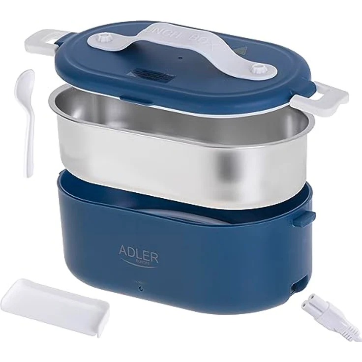 Adler Europe AD 4505 Elektrische Lunchbox Lebensmittelbehälter 0,8 Liter, hält Mahlzeiten bis zu 70 °C warm, 45–55 W, (Blau) – Bild 2