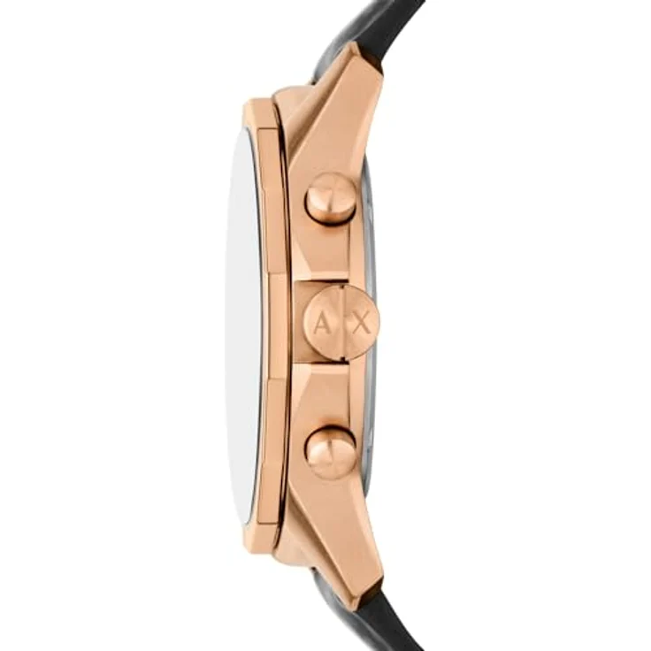 Armani Exchange AX1769, Herren 44MM Roségoldfarbene Edelstahluhr mit schwarzem Sunray-Zifferblatt und Kautschukband, 50m Wasserdicht – Bild 5