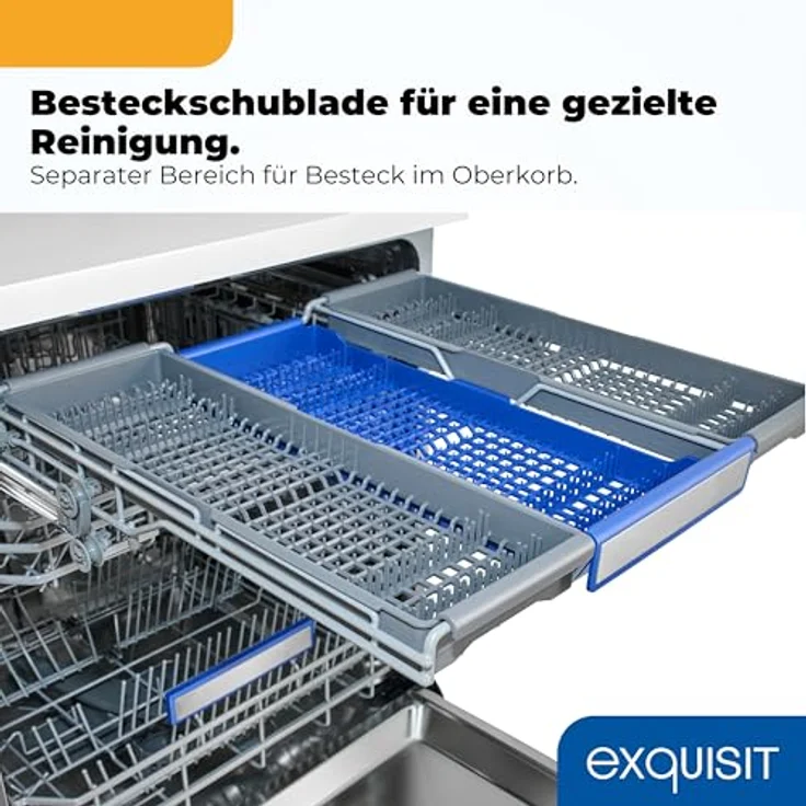 Exquisit GSP9616-450B, Stand-/Unterbau-Geschirrspüler mit 16 Maßgedecken, Energieklasse B, 45 dB, 8 Programme, Besteckschublade, halbe Beladung, weiß – Bild 8