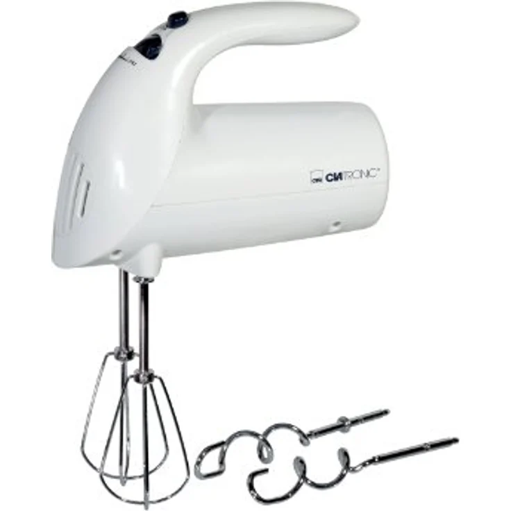 Clatronic Handmixer HM 3014 --- Edelstahlquirle & -knethaken --- 5 Geschwindigkeitsstufen --- Zubehörteile spülmaschinengeeignet --- 250 Watt --- Weiß – Bild 2