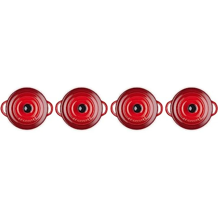 LE CREUSET 79212100600100 Mini-Cocotte-Bräter-Set, 4-teilig, Rund, Je 200 ml, 10 x 5 cm, Steinzeug, Kirschrot – Bild 5
