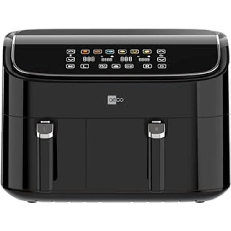 aeco DUO Doppelkammer AirFryer 9 Liter (3l & 6l, Sync-Funktion, Heißluftfritteuse mit digitalem Touch-Display & Dehydrierungsfunktion, 2850 Watt, 80°-200° einstellbar, 6 Programme, inkl. Rezeptheft) – Bild 3