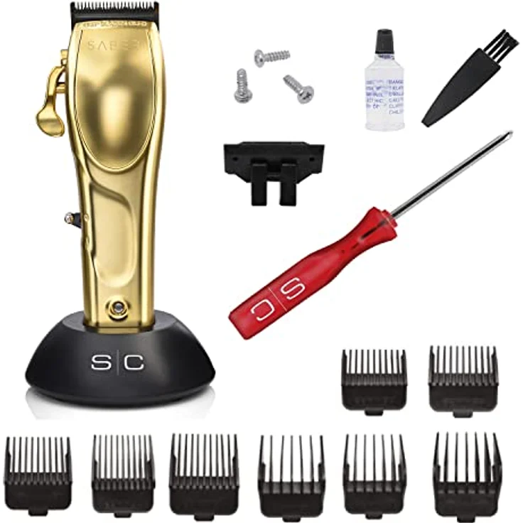 Professioneller Herren-Haarschneider Stylecraft by Gamma Più, Clipper mit Bürstenlosen Motor, 6 Stunden Autonomie ohne Kabel, Verstellbare Klinge, 8 Kämme, Klingenständer, Stabiles Metallgehäuse – Bild 1