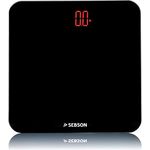SEBSON Personenwaage digital, schlankes Design, große Körperwaage aus schwarzem Glas 310x310x23mm, helle LED Anzeige, bis zu 180kg