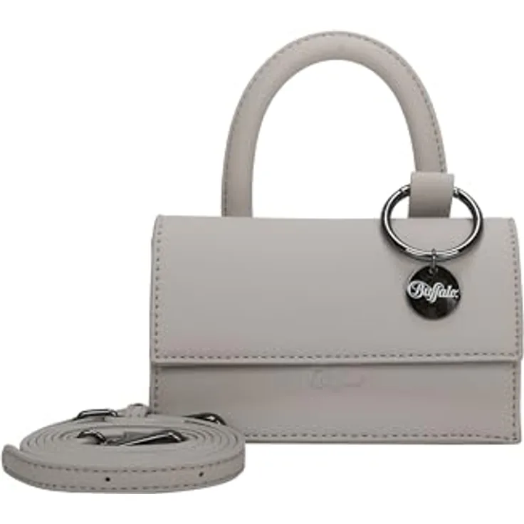 Buffalo Clap02 Handtasche, kompakte Handtasche mit abnehmbarem Umhängeriemen, 17 cm, Beige