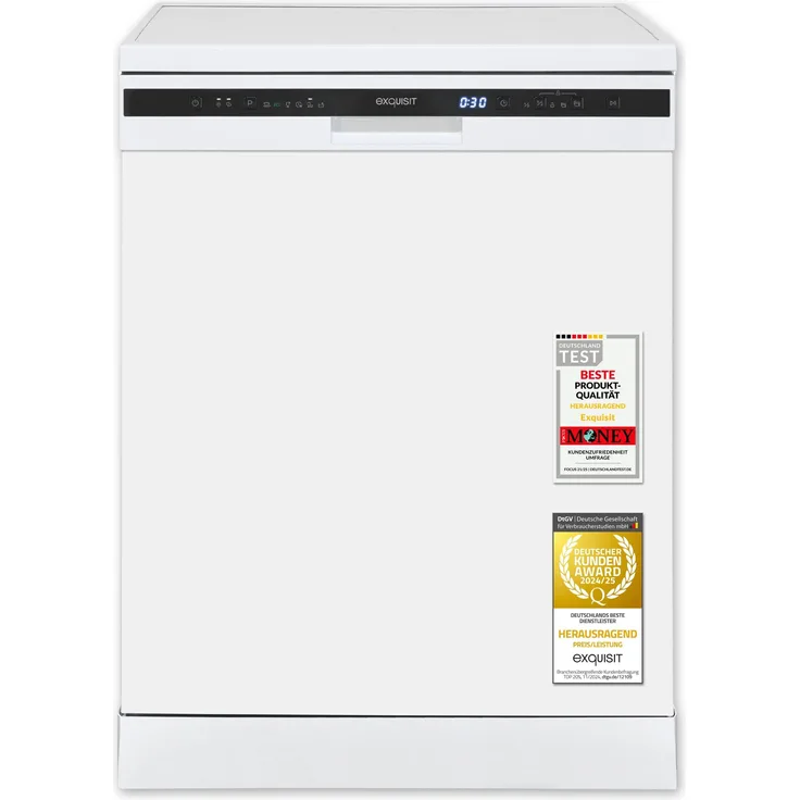 Exquisit GSP6314-030C, 60 cm Geschirrspüler, Unterbaufähig, 12 Maßgedecke, Automatische Türöffnung, EEK C, 11 Liter, Weiß