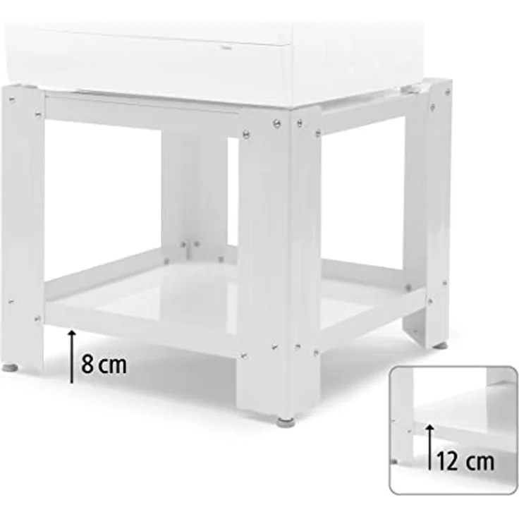 Xavax Waschmaschinen Untergestell 60 x 60cm (50cm Erhöhung, stabiler Unterbau-Sockel mit Bodenfach, höhenverstellbare Füße, Waschmaschinen-Trockner-Podest) weiß – Bild 4