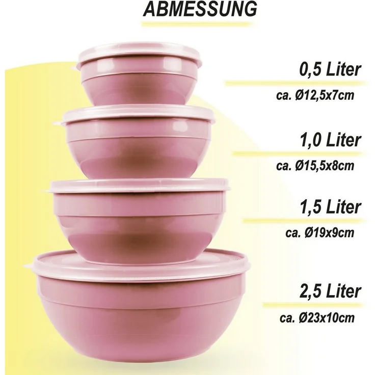 Pro Home Vorratsdose Set mit Deckel, 8-tlg. (0,5L/1,0L/1,5L/2,5L), mikrowellen- und spülmaschinengeeignet, lebensmittelecht, gefriertauglich