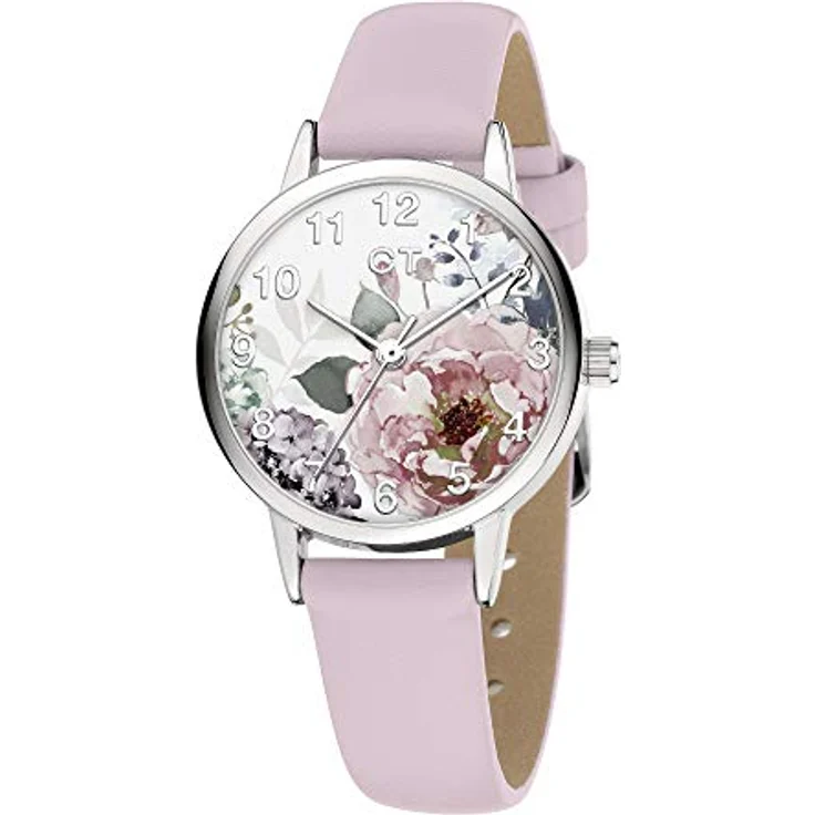 Cool Time Mädchen Kinder Armbanduhr, rosa-Silber, mit Blüten-Motiv, Edelstahlgehäuse, kratzunempfindliches Mineralglas, wasserdicht bis 3 bar, inkl. Eulen-Mäppchen – Bild 2