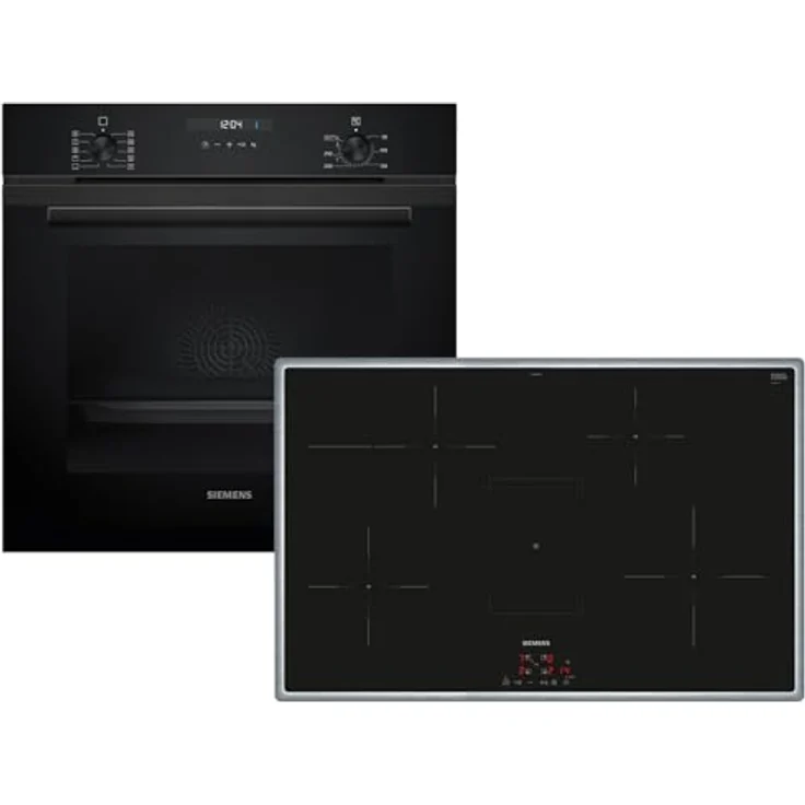 Siemens Set EQ524I3BZ Backofen HB237GBB3 Deep Black Inox + Induktionskochfeld EH845BFB5E, 7 Backofenfunktionen, 3D Heißluft, 80 cm Kochfeld mit Warmhaltezone – Bild 1