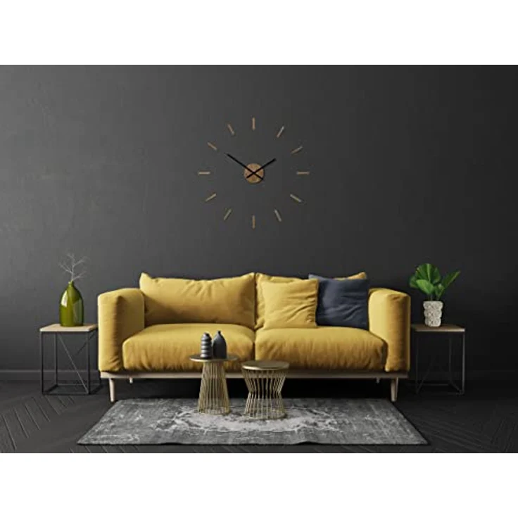 3D Wanduhren DIY Holz Eiche große Wanduhr 50-75CM 3D Wanduhr Modern Design EKO Wanduhren Wandtattoo Dekoration Uhren für Büro Wohnzimmer Schlafzimmer Dekoartikel Quarzuhr (HolzSimple, schwarze Zeiger) – Bild 5