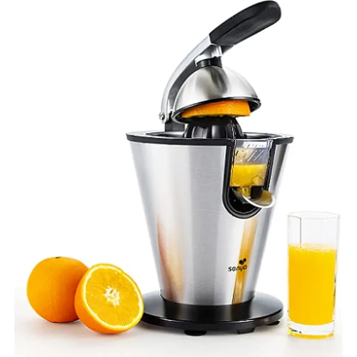 SENYA Elektrische Zitruspresse, Hebelarm, Edelstahl, 0,7 l, 160 W, Edelstahl, Schwarz
