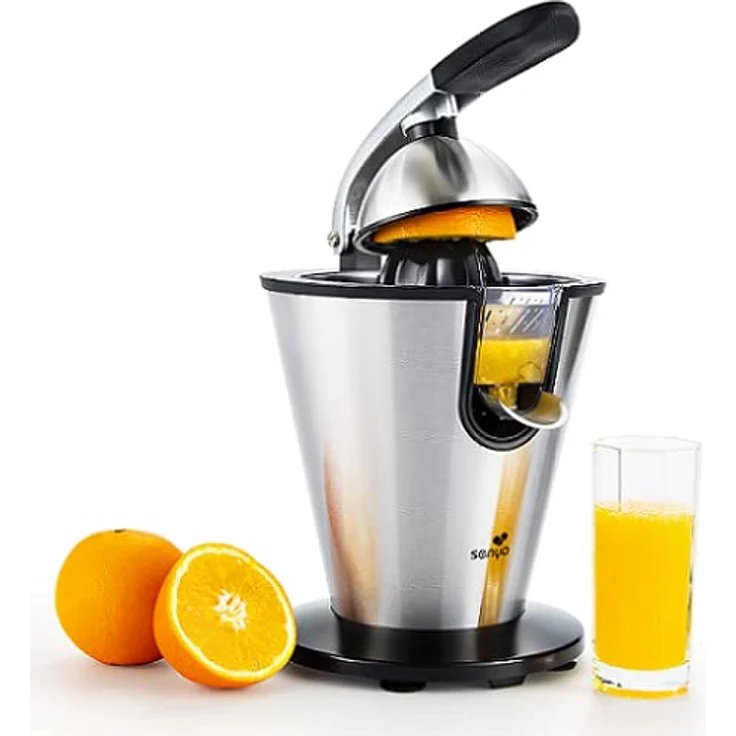 SENYA Elektrische Zitruspresse, Hebelarm, Edelstahl, 0,7 l, 160 W, Edelstahl, Schwarz – Bild 1