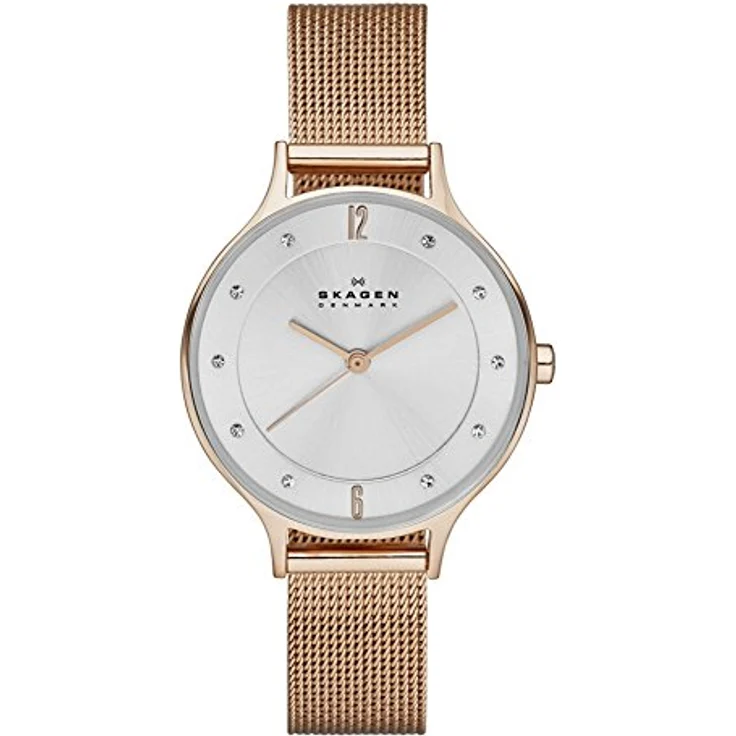 Skagen Anita Lille Damen Uhr, 30mm Quarzwerk mit Edelstahl- oder Lederarmband, Roségoldton und Weiß, wasserdicht bis 30 m – Bild 1
