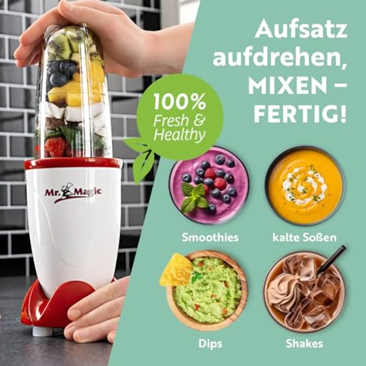 Gourmetmaxx Mr. Magic Smoothiemaker, 250 W, 0,5L Mixbehälter, inkl. Deckel - Preisvergleich – Bild 5