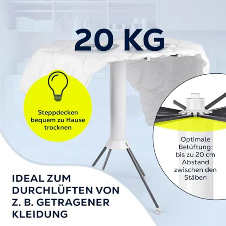 DS Produkte EASYmaxx Wäscheständer 112x125cm, platzsparend mit 16 ausziehbaren Armen in weiß/grau – Bild 7