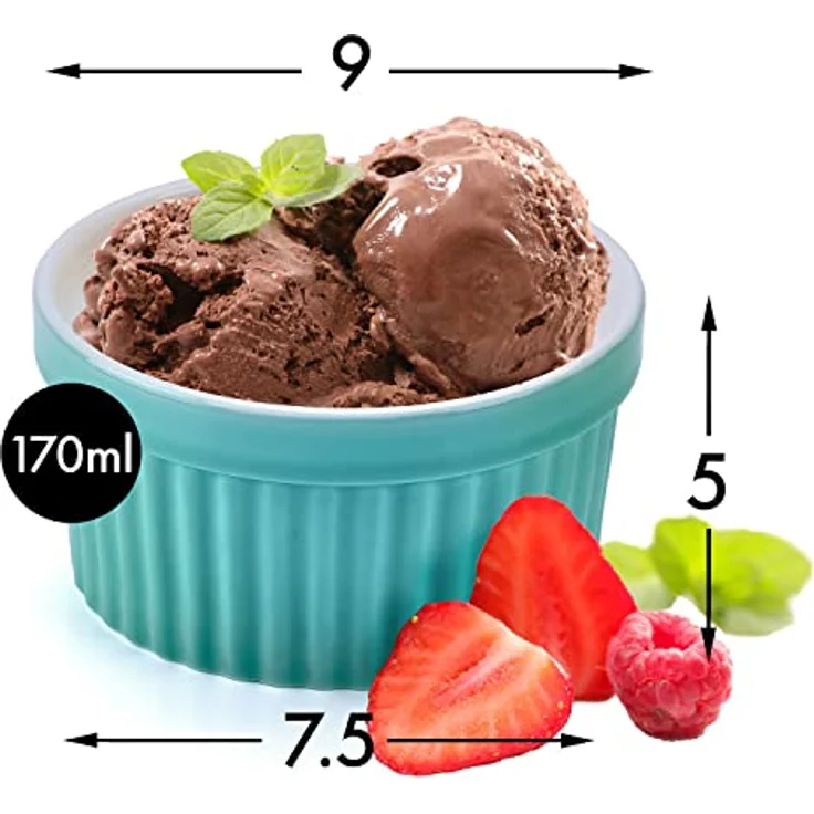 Dimono® 8er Set Dessertschalen, 170 ml, ofenfeste Keramik, gefrierschrankgeeignet, stapelbar, für Muffins und Desserts – Bild 5