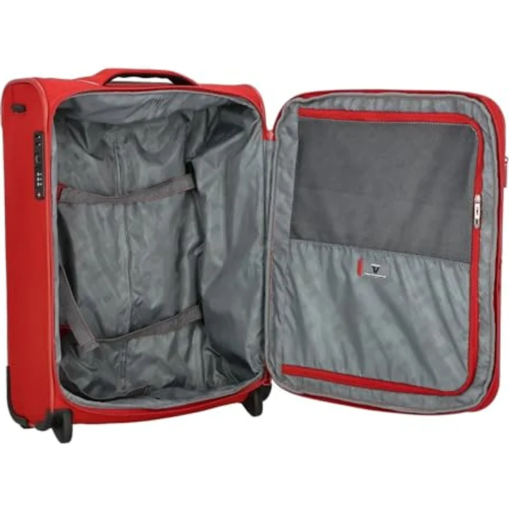 RONCATO IRONIK 2.0 Trolley Kabine 55 cm | weich, erweiterbar mit Reißverschluss, 2 Rollen - Denim, rot, Cabina – Bild 5