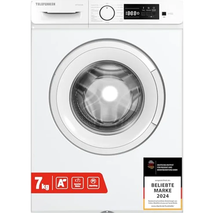 Telefunken W714AS1W Waschmaschine 7kg, Frontlader mit 1400 U/Min., Inverter Motor, AquaStop, Schontrommel, weiß