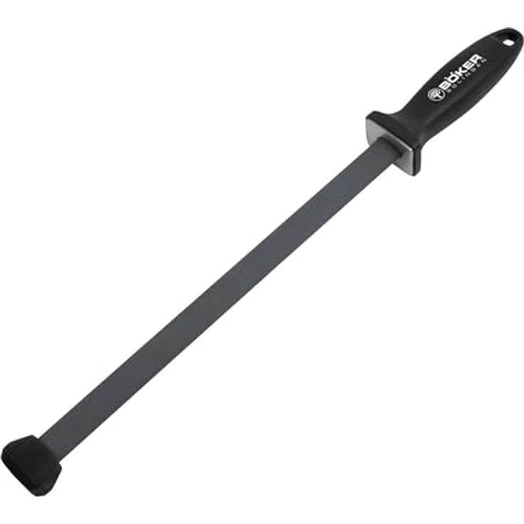 BÖKER SOLINGEN® Keramik Schleifstab 28 cm, Profi Wetzstahl oval mit 20° Winkel-Hilfe, Küchenmesser-Schärfer mit mittlerer Körnung 1000, schwarz – Bild 1