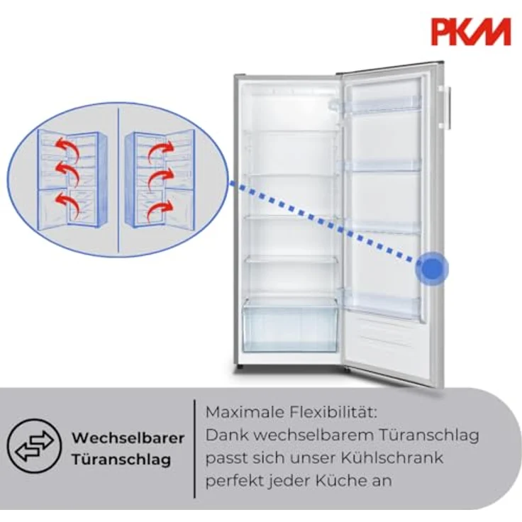 PKM KS242.0EIX, Freistehender Kühlschrank mit 242 l Nutzinhalt, Energieeffizienzklasse E, silber – Bild 5