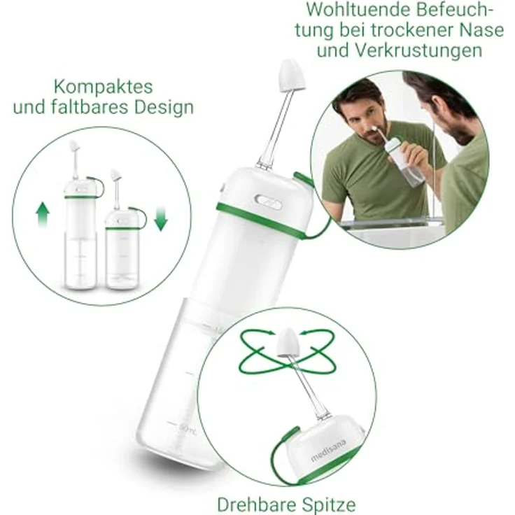 Medisana NI 200, elektrische faltbare Nasendusche für Erwachsene, Kinder und Babys, 150 ml Wassertank, IPX7-zertifiziert, kabellos – Bild 4