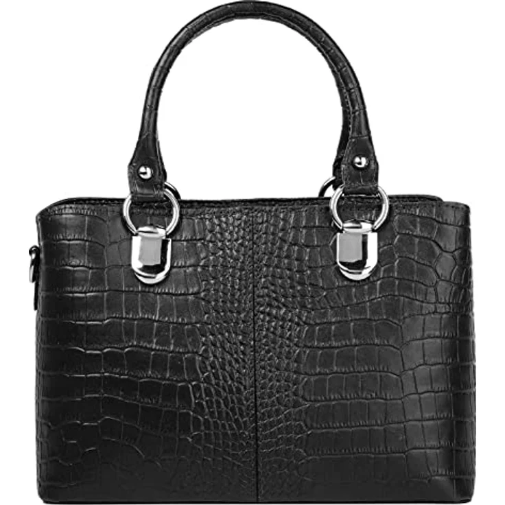 Cluty Umhängetasche, echtes Leder in Kroko-Optik, Made in Italy, 2-geteiltes Hauptfach, abnehmbarer Schultergurt – Bild 5