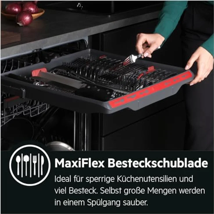 AEG FSK64907Z Vollintegrierter-Geschirrspüler / Serie 6000 mit SatelliteClean / 60cm / AirDry - perfekte Trocknungsergebnisse / C / energiesparend / MaxiFlex Besteckschublade / QuickSelect Display – Bild 5