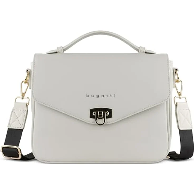 Bugatti ELLA Classic Bag, Beigefarbene Handtasche mit verstellbarem Schultergurt, viel Stauraum und rotem Akzentdesign – Bild 1