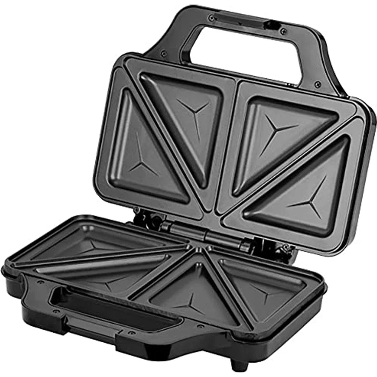 MPM MOP-45M Sandwichmaker für 4 dreieckige Sandwiches/Panini, rostfreier Stahl, antihaftbeschichtete Platten, automatische Temperaturregelung, elektrisch, schwarz – Bild 4
