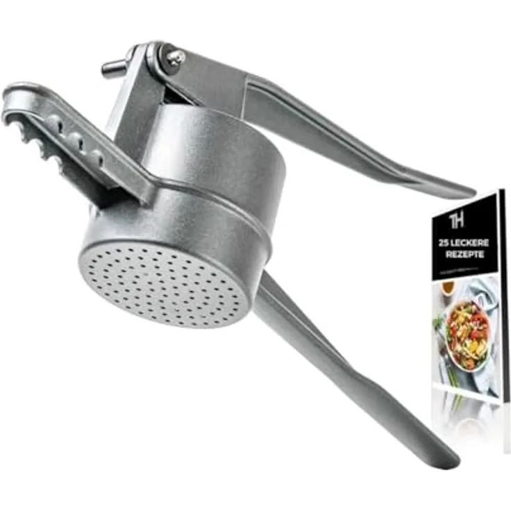 Thiru Spätzlepresse Premium Rundloch - Kartoffelpresse mit Auflagerasten - Ideal für Spätzle, Kartoffeln, Säfte - Made in Germany - inkl. E-Book mit 25 Rezepten (Knöpfle, Anthrazit)