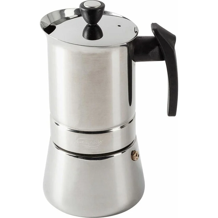 San Ignacio Moods SG-3593, Edelstahl Espressokocher für 4 Tassen, geeignet für alle Kochoberflächen, Silber – Bild 2