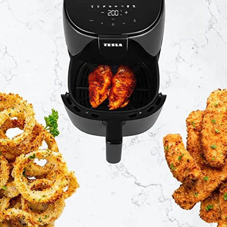 TESLA AirCook Q40 Heißluftfritteuse mit Digitalem LED-Touchscreen, 4 Liter Fassungsvermögen, 8 Programmen, Vorheizen & Warmhalten, 60-Minuten-Zeitgeber, 1 500 W, Schwarz – Bild 6