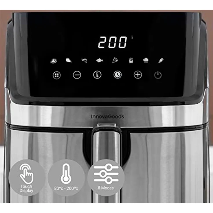 InnovaGoods® Heißluftfritteuse 5,5L, airfryer 1700W, 100 Rezepten auf DE, heissluftfriteuse mit 8 Programmen, Berührungsbildschirm, zeitschaltuhr und 360° Luftstrom, air fryer ideal für 4-6 Personen – Bild 2