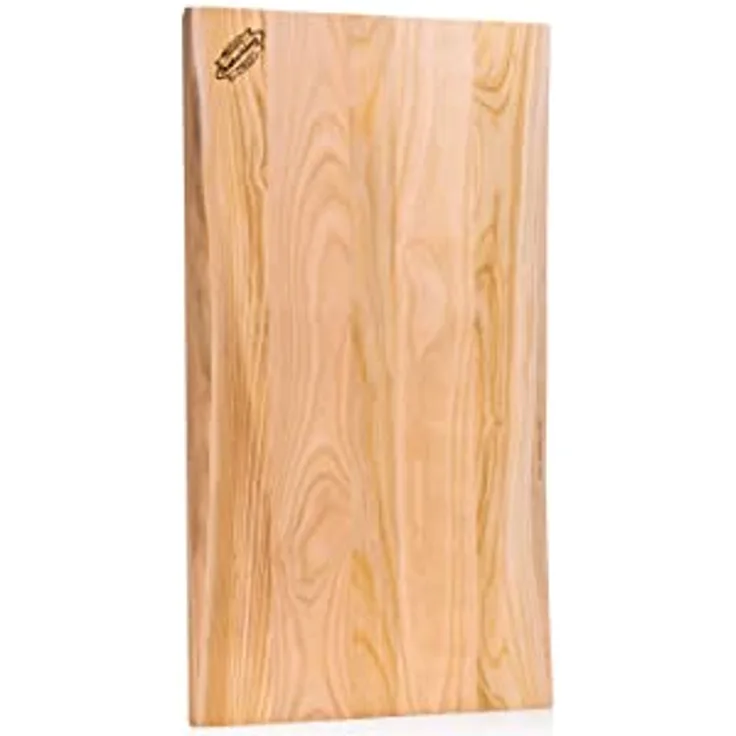Axtschlag XXL Anricht- & Schneidebrett, mit Baumkante, edles Kirschholz, 700x400x25 mm, extra großes Küchenbrett, massives Holz, pflegeleicht, beidseitig verwendbar