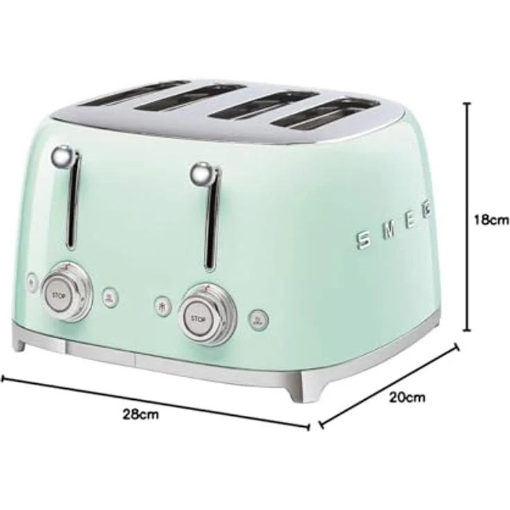 Smeg TSF03PGEU 4-Scheiben-Toaster, 2000W, 6 Bräunungsstufen, Metall, pastellgrün – Bild 4