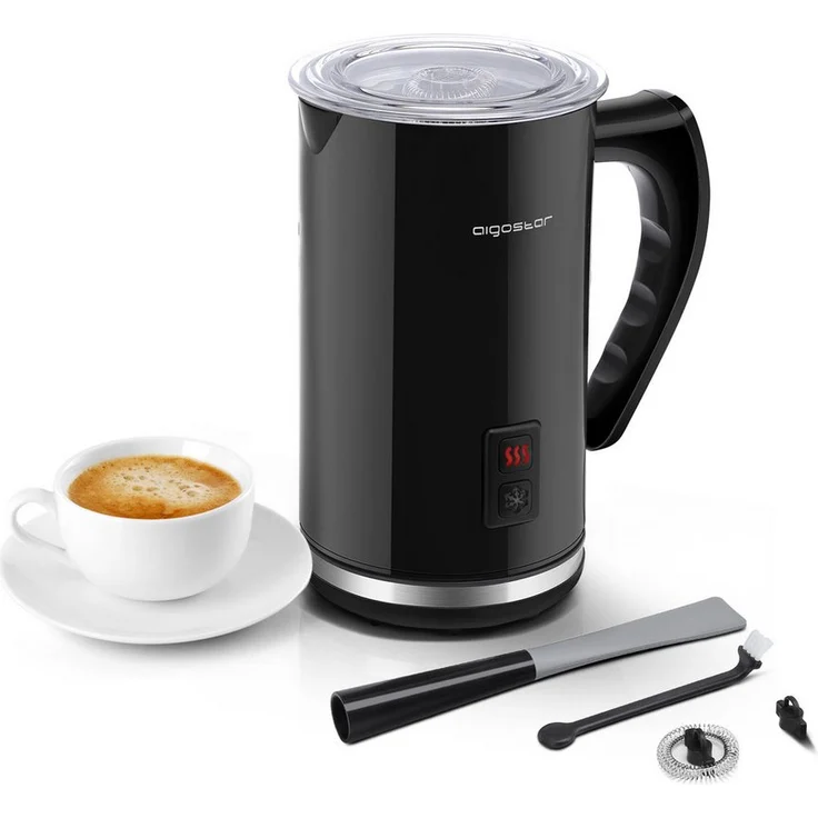 Aigostar Milchaufschäumer Elektrisch 500W, 240ml mit 3 Modi für cremigen Milchschaum