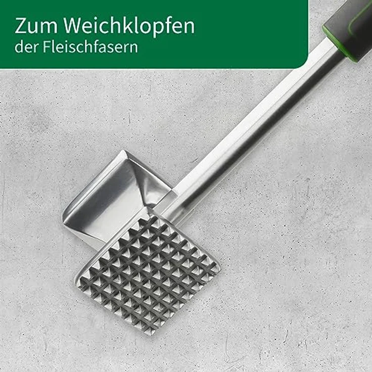 FACKELMANN CHEFKOCH Fleischklopfer Premium – Für perfekt geklopfte Schnitzel & Co – Doppelseitig: Flach zum Plattieren & Rau zum Aufrauen – Aluminium, Länge: 26,5 cm – Bild 4